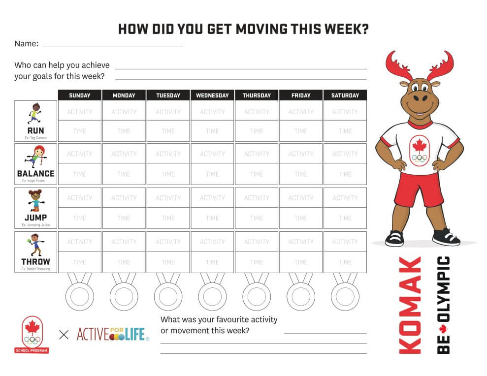 Printable activity tracker