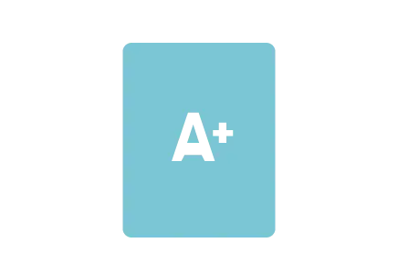 blue A+ higher test scores icon