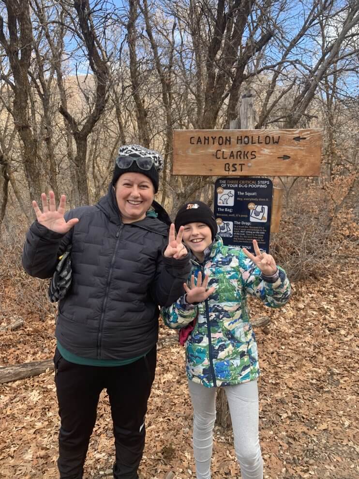Courtney and her daughter Emma hiking together in Utah.