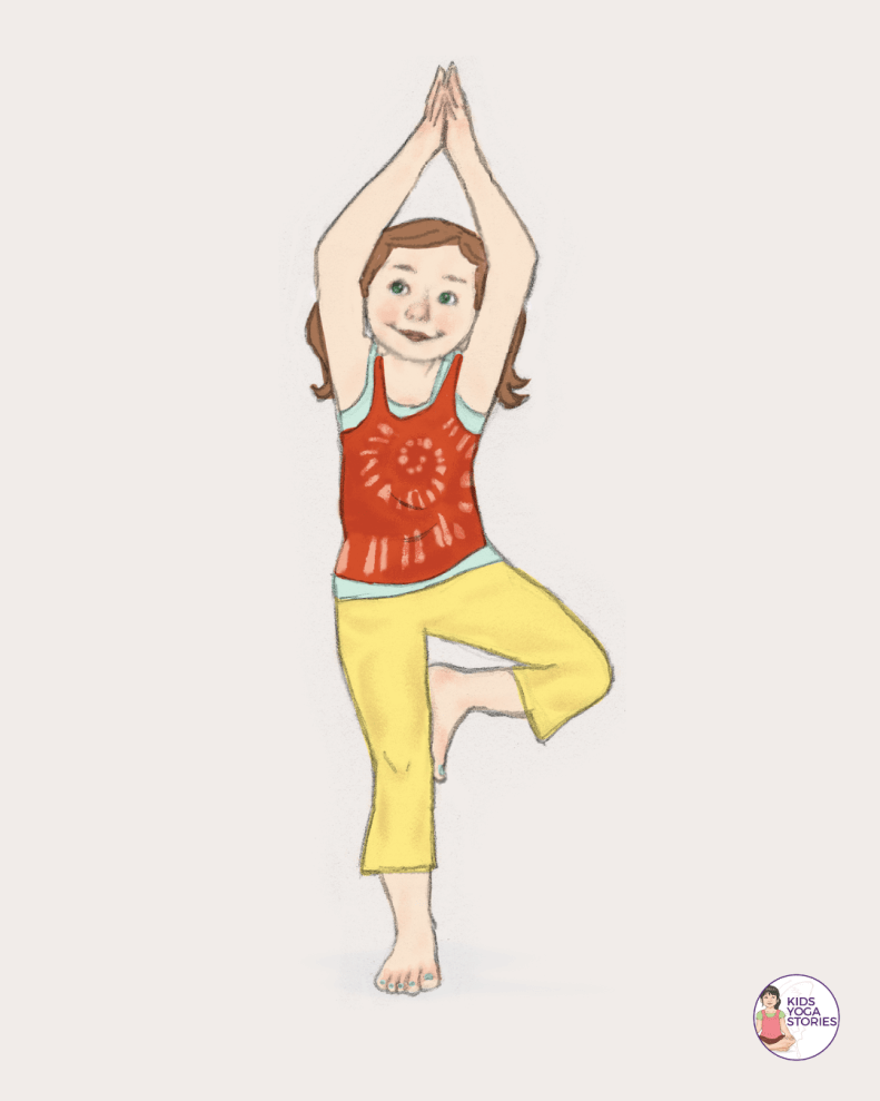 Illustration of a child doing Tree Pose