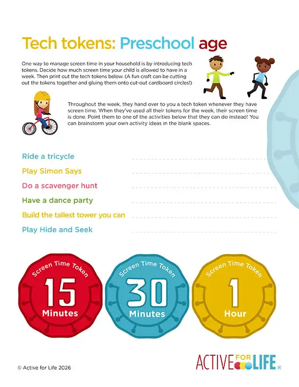 Tech token printable for preschoolers