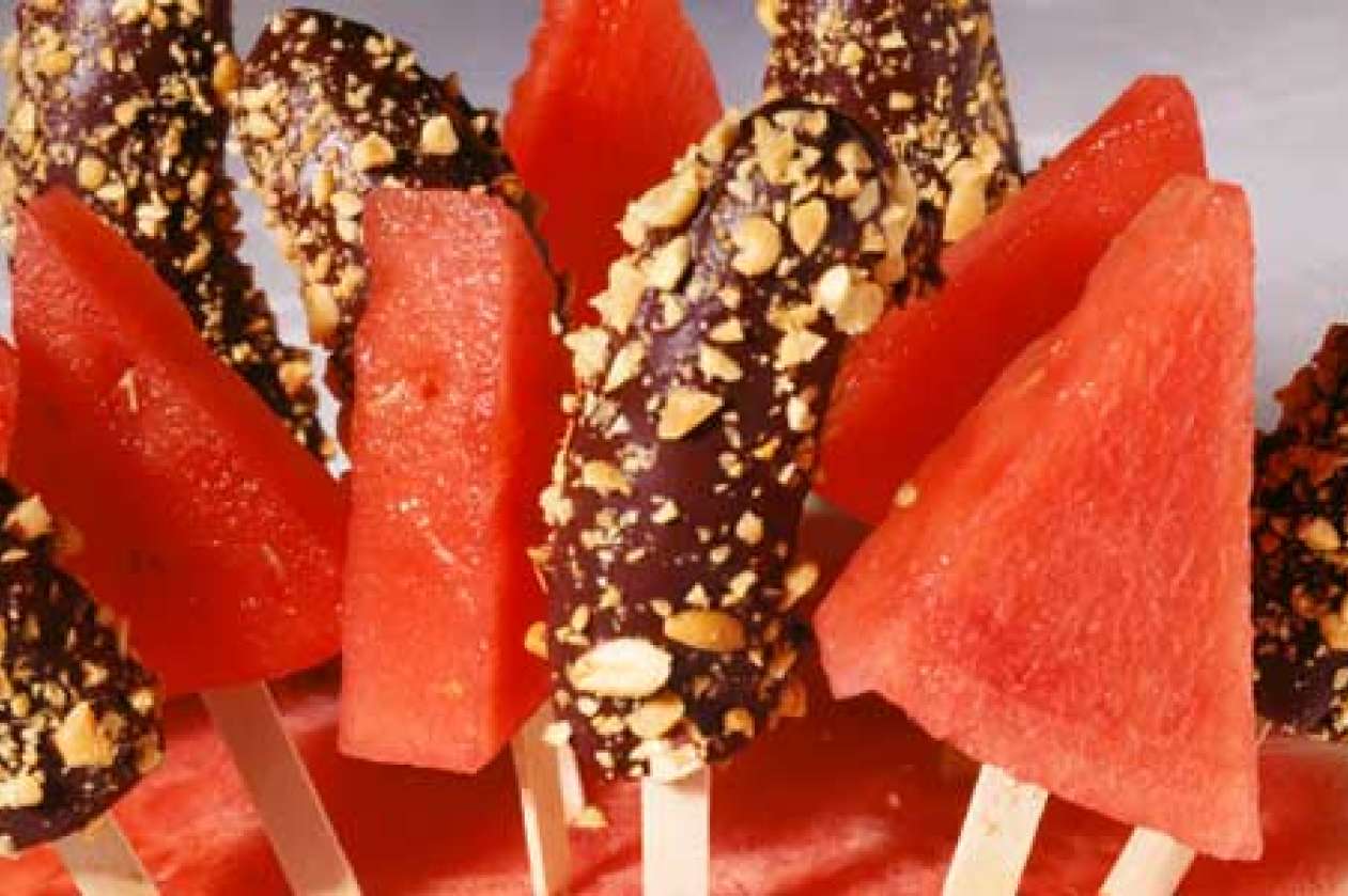 Watermelon and banana popsicles