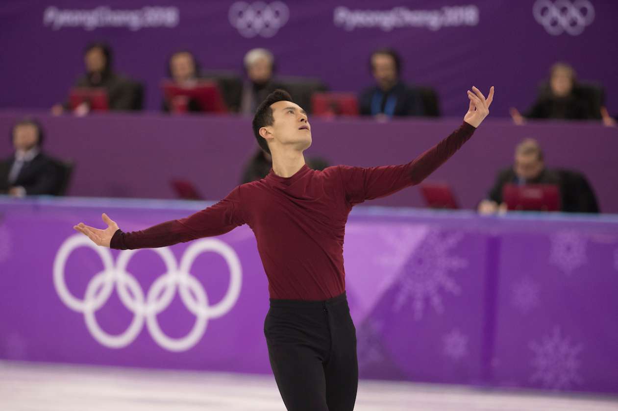 Figure skater Patrick Chan skates at the 2018 PyeongChang Olympics.