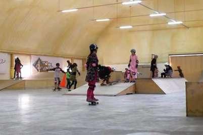 Girls having fun in Skateistan, Afghanistan