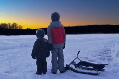 An active winter family adventure in Haliburton, Ontario